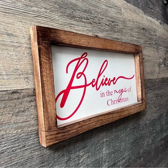 Believe In The Magic Of Christmas | Framed Holiday Sign | Farmhouse Christmas - Picture 2 of 3